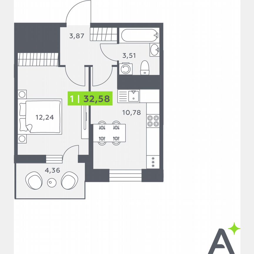 1-к. квартира, 32,5 м², 11/12 эт.