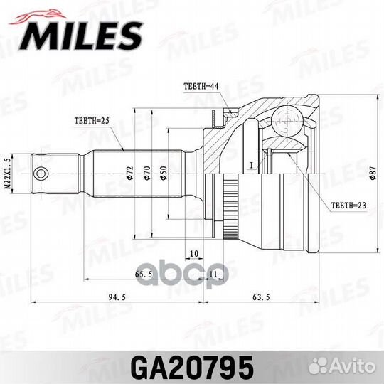 Miles ШРУС hyundai matrix 01- 1 5 CRDi (ABS ) нар