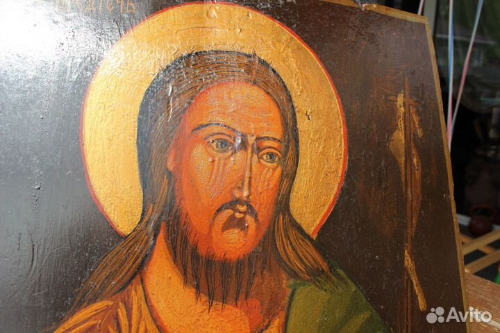 Старинная икона Иоанн Предтеча 45*36 темпера