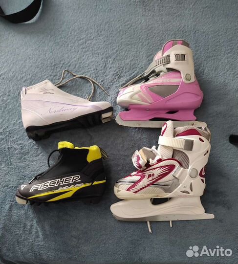 Роликовые коньки, лыжные детские ботинки и коньки