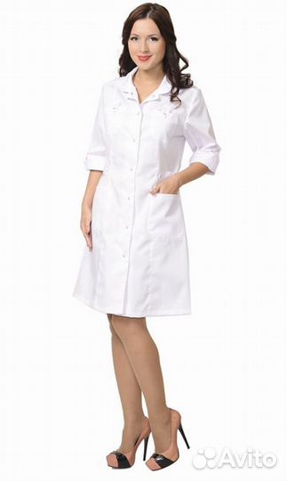 Халат медицинский белый глэм