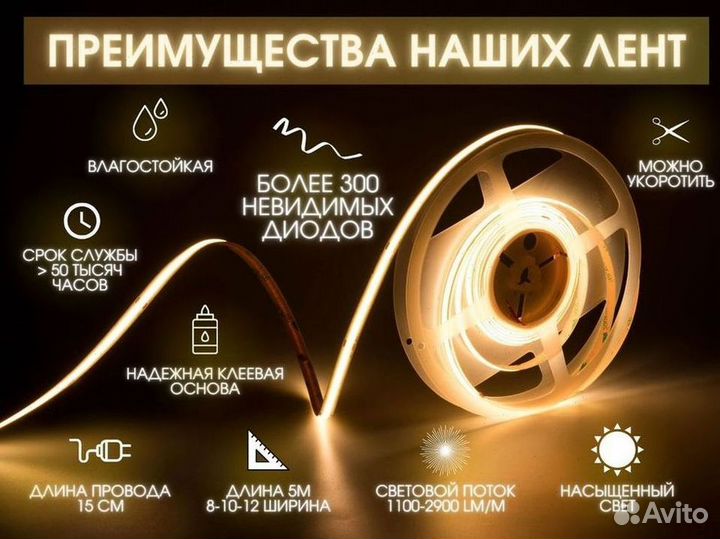 Светодиодная лента LED 8 мм