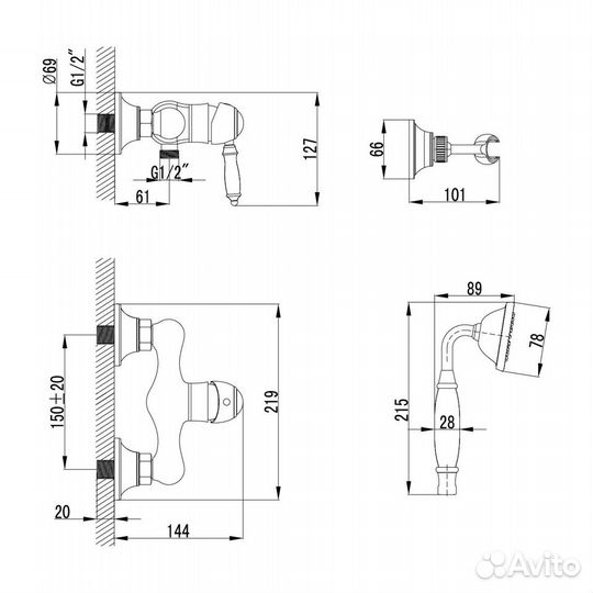 Смеситель для душа Lemark Villa (LM4803B)