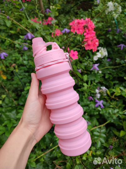Бутылка для воды складная силиконовая