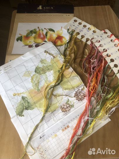 Остатки от набора для вышивания Яблоки и Груши