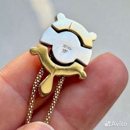 Золотое колье 585 пробы цепь кулон Черепаха