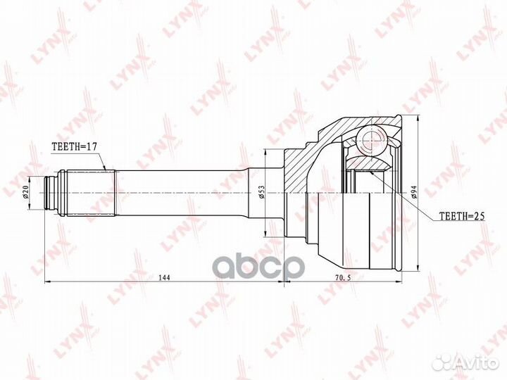 Шрус наружный перед прав/лев CO3801 lynxauto