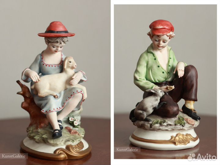 Девочка с барашком Gianni Merlo Capodimonte фарфор