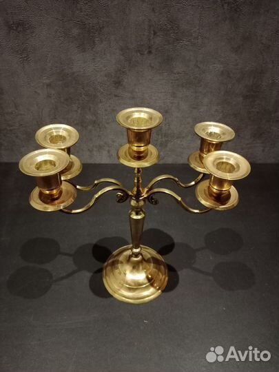Подсвечник на 5 свечей, латунь