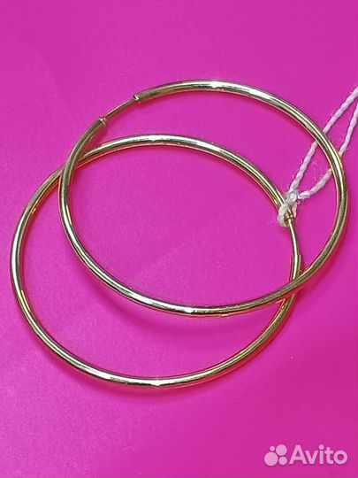 Новые серьги из желтого золота 585 пробы диам 3 см