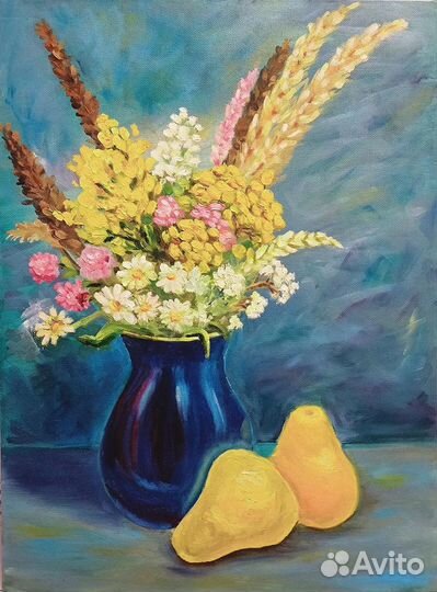 Картина маслом 30*40 см. Цветы. Осень