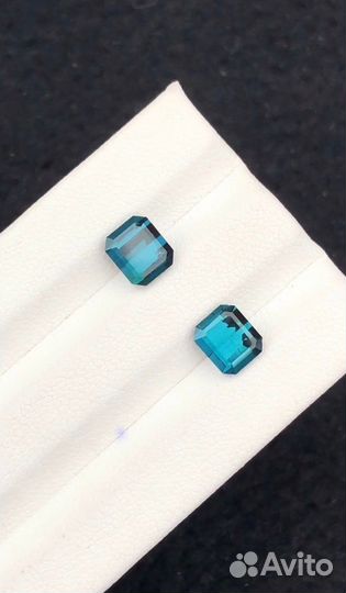 Пара синих ограненных турмалинов индиголит 2 ct