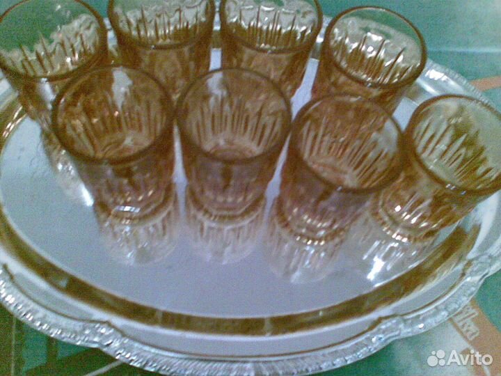 Высокие стаканы. Цветное стекло. Рюмки. СССР