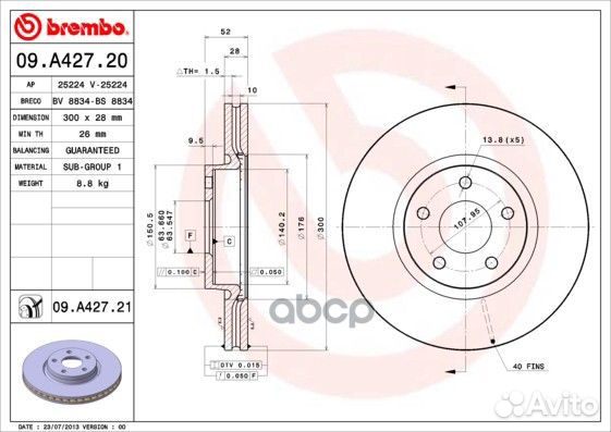 Диск тормозной передн, ford: mondeo IV 1.6 EcoB