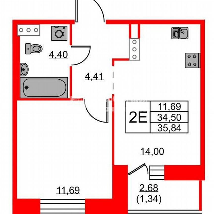 1-к. квартира, 33,9 м², 10/12 эт.