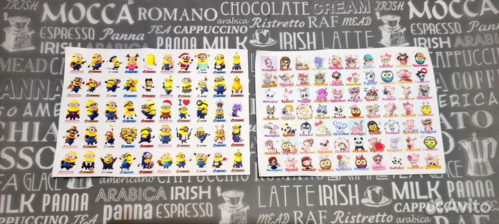 Наклейки стикеры на отдельных листах