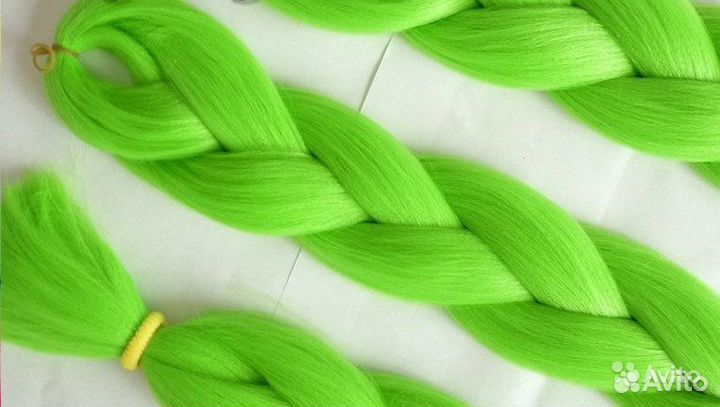 Канекалоны цветные косички, цвет салатовый