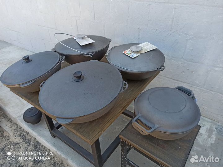 Казан чугунный с чугунной крышкой сковородка