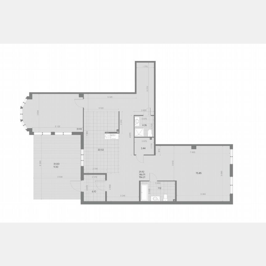 1-к. квартира, 152,1 м², 1/7 эт.