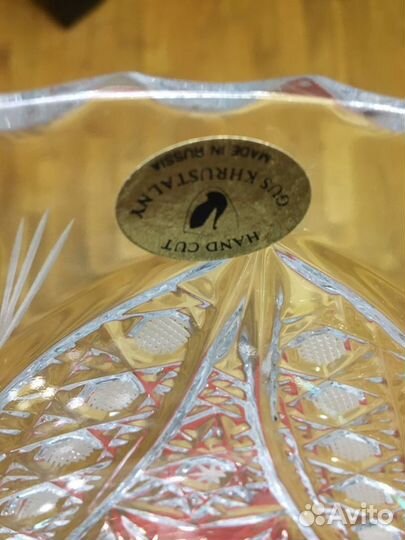 Большая хрустальная ваза для фруктов (ручная резка