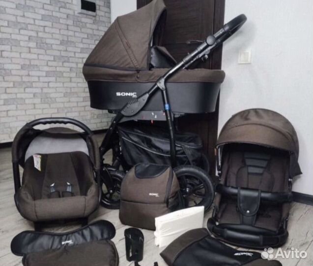 Коляска verdi sonic 3 в 1 шоколад б/у 6 мес