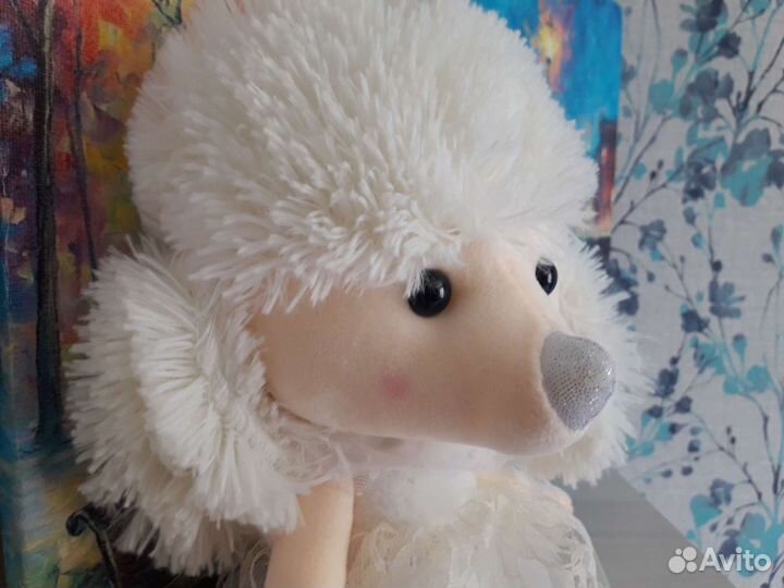 Собачка белая - мягкая игрушка, подарок