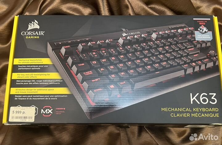 Игровая клавиатура Corsair K63 cherry MX RED