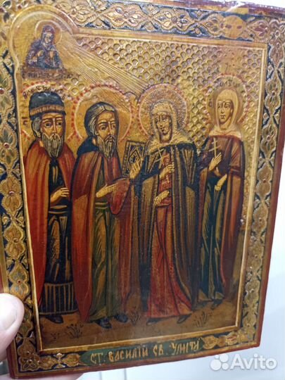 Икона старинная Св.Василий Св Улита