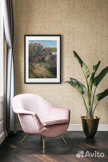 Картина маслом живопись деревенский пейзаж