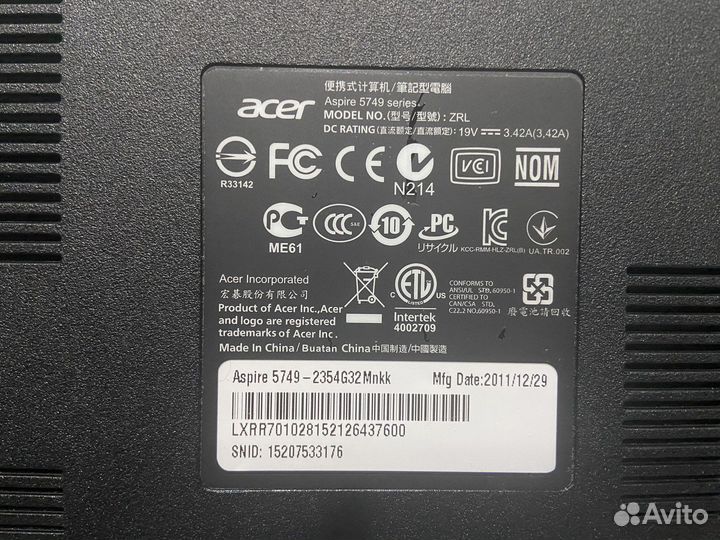 Ноутбук acer