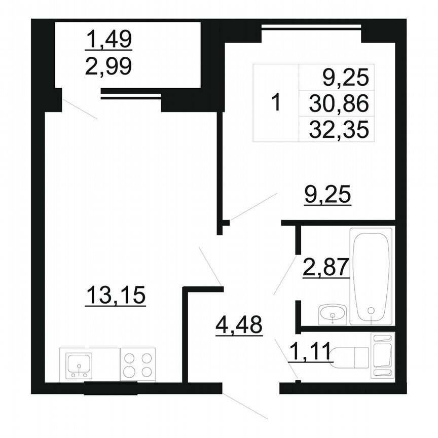 1-к. квартира, 32,4 м², 4/11 эт.