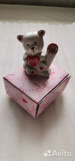 Фигурка «Белый мишка с алым сердцем» подарок