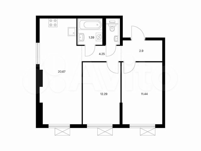 2-к. квартира, 55,9 м², 6/17 эт.