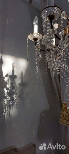 Люстра хрустальная, латунь, винтаж