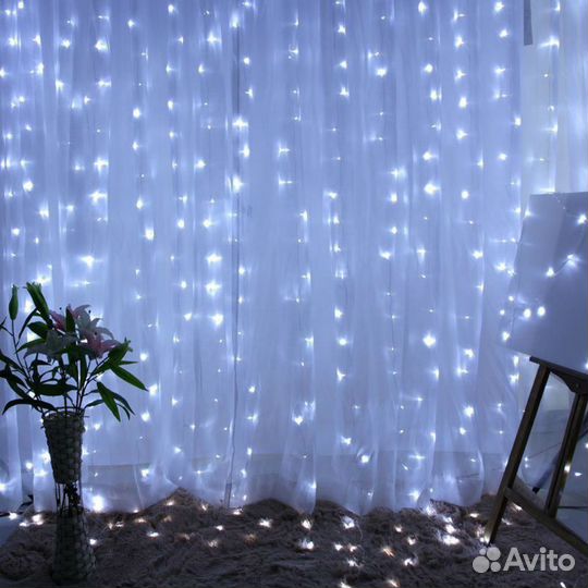 Гирлянда штора Дождь Водопад Сетка
