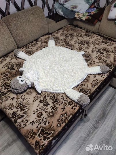 Коврик Овечка из пряжи Ализе Пуфи/Alize Puffy