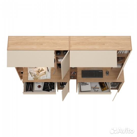 Два больших компьютерных стола Mobi Комфорт 12.71 цвет гикори рокфорд натуральный/сатин