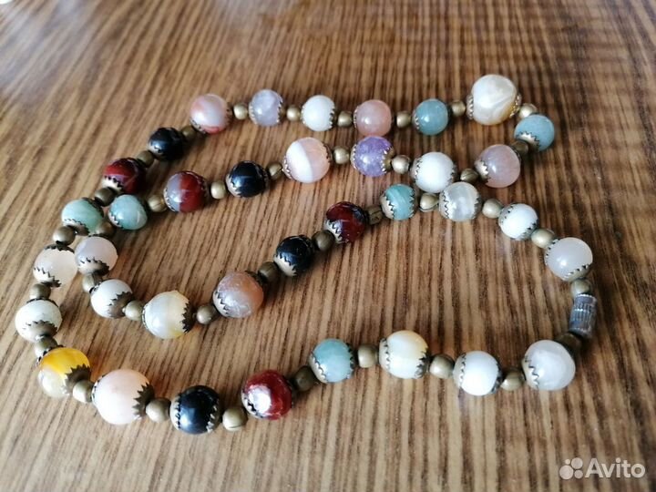 Бусы 58см из натуральных камней Винтаж 50е Индия