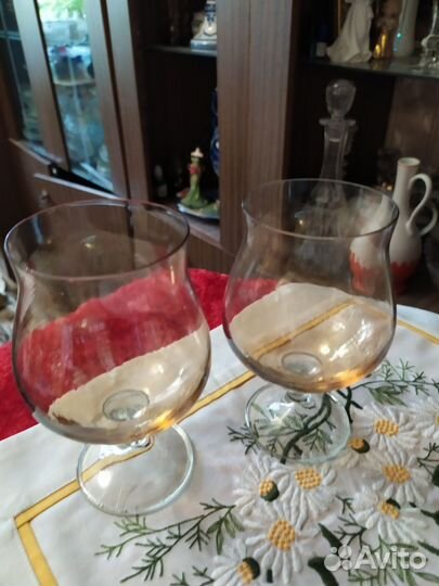 Высокие фужеры Снежинка, цветное стекло