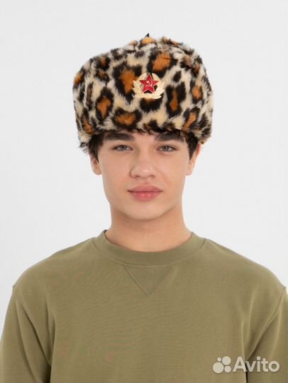 Шапка ушанка солдатская леопард