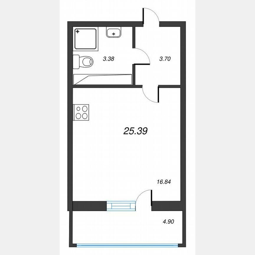 Квартира-студия, 28,8 м², 20/22 эт.