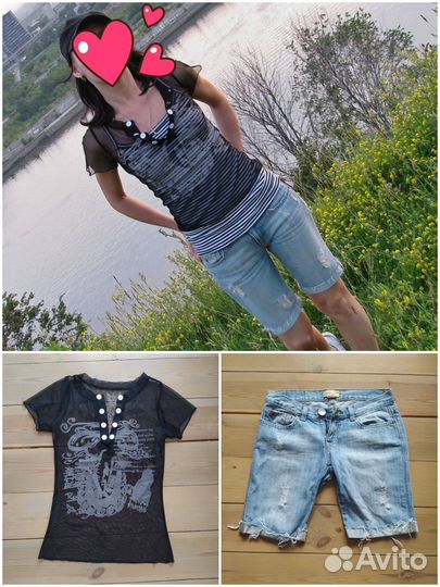 Шорты джинсовые женские Gloria Jeans и топ 40-42