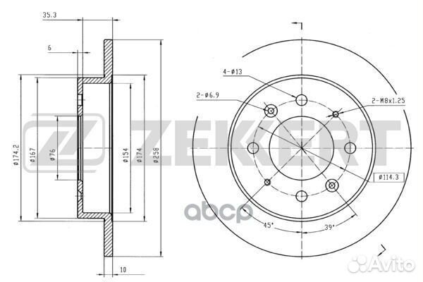 Диск торм. зад. Kia Spectra II 04- bs-5651 Zekkert