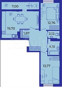 2-к. квартира, 71 м², 15/15 эт.
