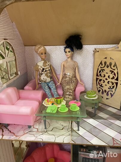 Кукольный домик для барби с мебелью