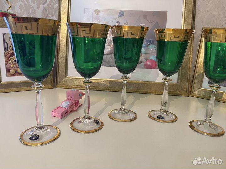 Ваза и бокалы цветной хрусталь