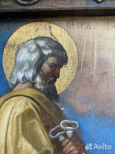 Старинная икона Петр и Павел 19 век