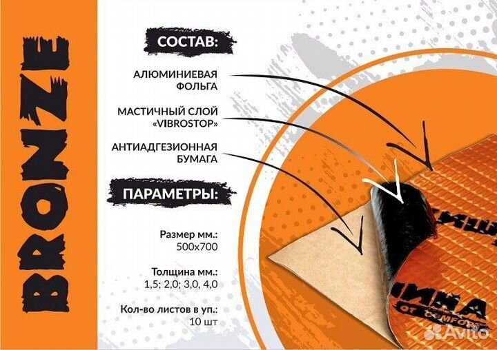 Шумоизоляция Тишина Comfort mat Bronze 2 (50х70см)