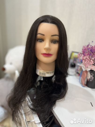 Манекен голова для причесок натуральные волосы