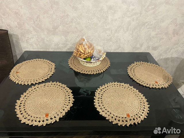 Салфетки и корзинки из джута. Ручная работа